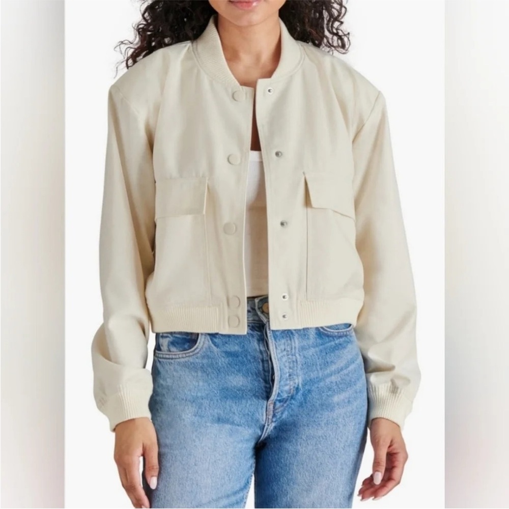Steve Madden Women's Cream Bomber Jacket | Lined | NWT | Medium